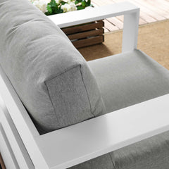 Tahoe White/Gray Outdoor Patio Powder-Coated Aluminum Armchair - Ornate Home