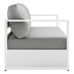 Tahoe White/Gray Outdoor Patio Powder-Coated Aluminum Sofa - Ornate Home