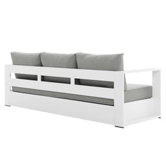 Tahoe White/Gray Outdoor Patio Powder-Coated Aluminum Sofa - Ornate Home
