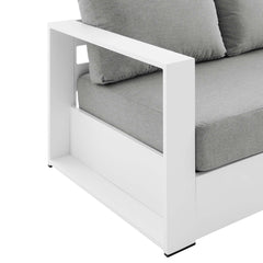 Tahoe White/Gray Outdoor Patio Powder-Coated Aluminum Sofa - Ornate Home