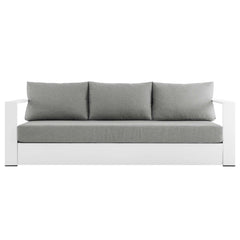 Tahoe White/Gray Outdoor Patio Powder-Coated Aluminum Sofa - Ornate Home