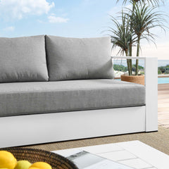 Tahoe White/Gray Outdoor Patio Powder-Coated Aluminum Sofa - Ornate Home