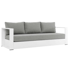 Tahoe White/Gray Outdoor Patio Powder-Coated Aluminum Sofa - Ornate Home