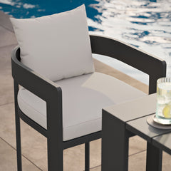 Tahoe White Outdoor Patio Aluminum Bar Chair - Ornate Home