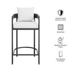 Tahoe White Outdoor Patio Aluminum Bar Chair - Ornate Home