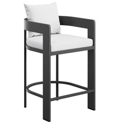 Tahoe White Outdoor Patio Aluminum Counter Stool - Ornate Home