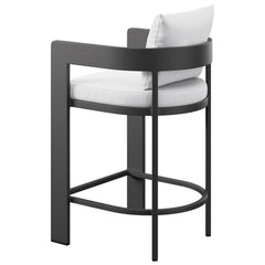 Tahoe White Outdoor Patio Aluminum Counter Stool - Ornate Home