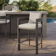 Tahoe White Outdoor Patio Aluminum Counter Stool - Ornate Home