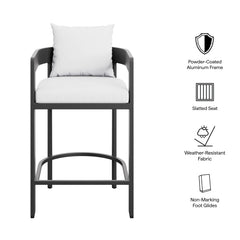 Tahoe White Outdoor Patio Aluminum Counter Stool - Ornate Home