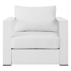 Tahoe White Outdoor Patio Powder-Coated Aluminum Armchair - Ornate Home