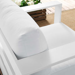 Tahoe White Outdoor Patio Powder-Coated Aluminum Armchair - Ornate Home