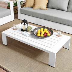 Tahoe White Outdoor Patio Powder-Coated Aluminum Coffee Table - Ornate Home