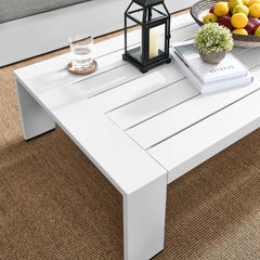 Tahoe White Outdoor Patio Powder-Coated Aluminum Coffee Table - Ornate Home
