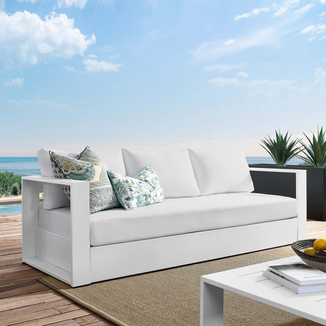 Tahoe White Outdoor Patio Powder-Coated Aluminum Sofa - Ornate Home