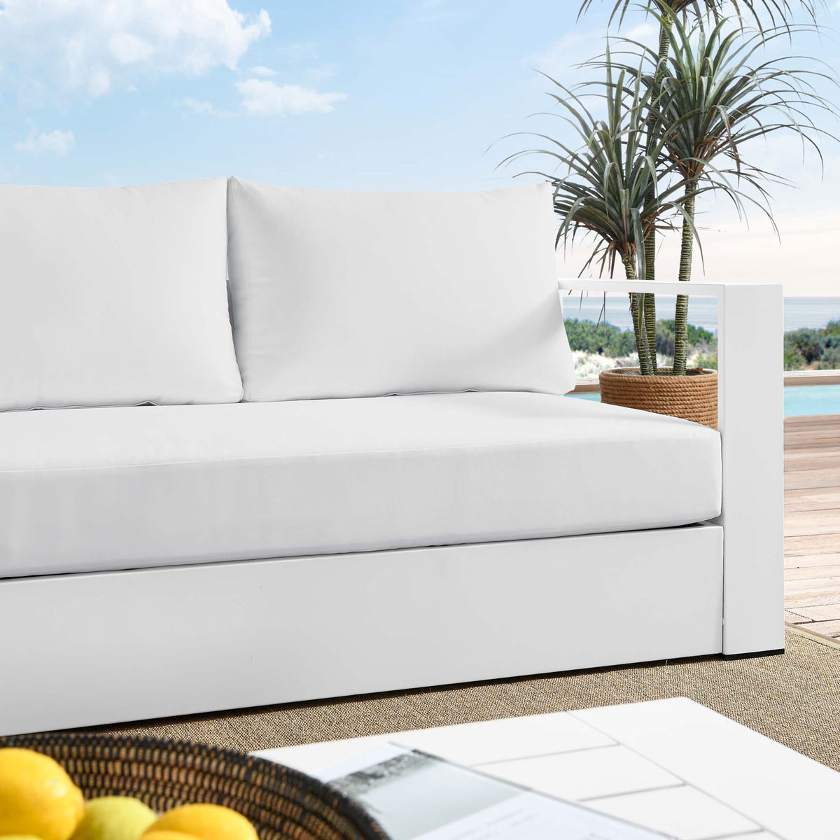 Tahoe White Outdoor Patio Powder-Coated Aluminum Sofa - Ornate Home
