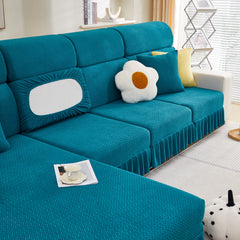 Tailored Sofa Cushion Covers Stretch Couch Seat Covers  with Skirt for Sectional Sofas - Ornate Home