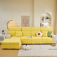 Tailored Sofa Cushion Covers Stretch Couch Seat Covers  with Skirt for Sectional Sofas - Ornate Home