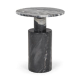 Taite Dark Gray Solid Marble Pedestal Accent Table