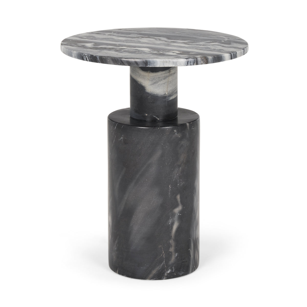 Taite Dark Gray Solid Marble Pedestal Accent Table