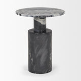 Taite Dark Gray Solid Marble Pedestal Accent Table