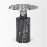Taite Dark Gray Solid Marble Pedestal Accent Table