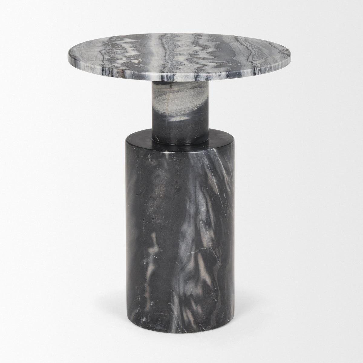 Taite Dark Gray Solid Marble Pedestal Accent Table