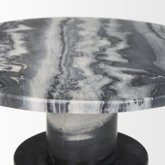 Taite Dark Gray Solid Marble Pedestal Accent Table - Ornate Home