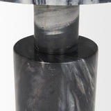 Taite Dark Gray Solid Marble Pedestal Accent Table
