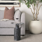 Taite Dark Gray Solid Marble Pedestal Accent Table