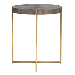 Taja Brass/Brown/Woodtone Round Accent Table - Ornate Home
