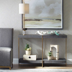 Taja Brass Modern / Wood Console Table - Ornate Home