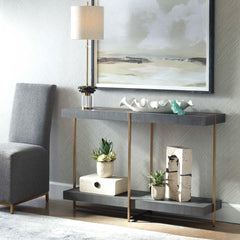 Taja Brass Modern / Wood Console Table - Ornate Home