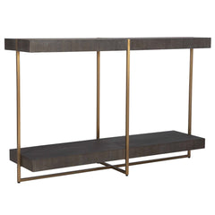 Taja Brass Modern / Wood Console Table - Ornate Home