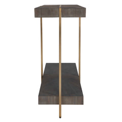 Taja Brass Modern / Wood Console Table - Ornate Home
