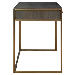 Taja Brass/Woodtone Modern Writing Desk - Ornate Home