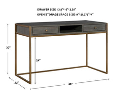 Taja Brass/Woodtone Modern Writing Desk - Ornate Home