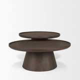 Takoda Dark Brown Wood Tapered Drum Nesting Coffee Tables - Ornate Home