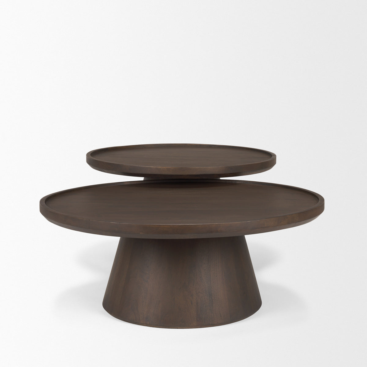 Takoda Dark Brown Wood Tapered Drum Nesting Coffee Tables - Ornate Home