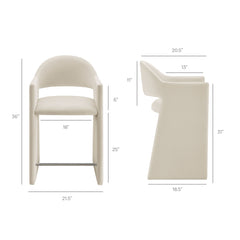 Talia Alabaster 37 Inch Performance Velvet Counter Stool - Ornate Home
