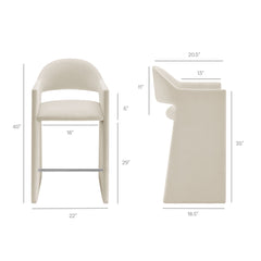Talia Alabaster 41 Inch Performance Velvet Bar Stool - Ornate Home