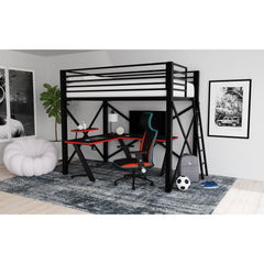Talia Black Full Loft Bed Bunk Bed and Ladder - Ornate Home