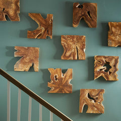 Talia Brown/Woodtone Wood Wall Decor (Set of 9) - Ornate Home