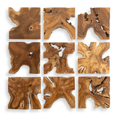 Talia Brown/Woodtone Wood Wall Decor (Set of 9) - Ornate Home