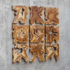 Talia Brown/Woodtone Wood Wall Decor (Set of 9) - Ornate Home