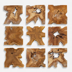 Talia Brown/Woodtone Wood Wall Decor (Set of 9) - Ornate Home