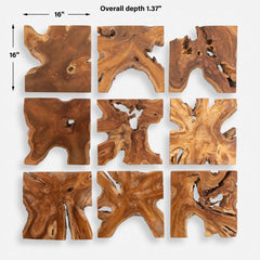 Talia Brown/Woodtone Wood Wall Decor (Set of 9) - Ornate Home
