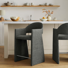 Talia Charcoal 37 Inch Upholstered Fabric Counter Stool - Ornate Home