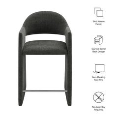 Talia Charcoal 37 Inch Upholstered Fabric Counter Stool - Ornate Home