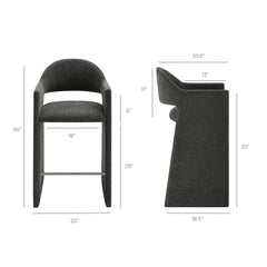 Talia Charcoal 41 Inch Upholstered Fabric Bar Stool - Ornate Home