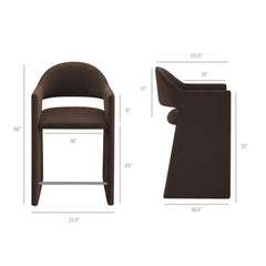 Talia Chocolate Brown 37 Inch Performance Velvet Counter Stool - Ornate Home